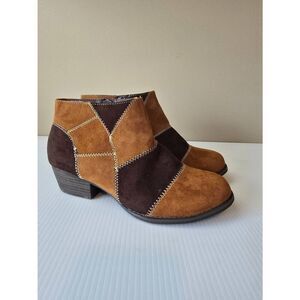 Hot Tomato Booties Suede Patchwork Sz 8M
